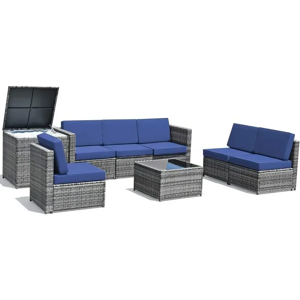 Outdoor Furniture With Storage For Cushions - 8 Parçalı Açık Hava PE Rattan
