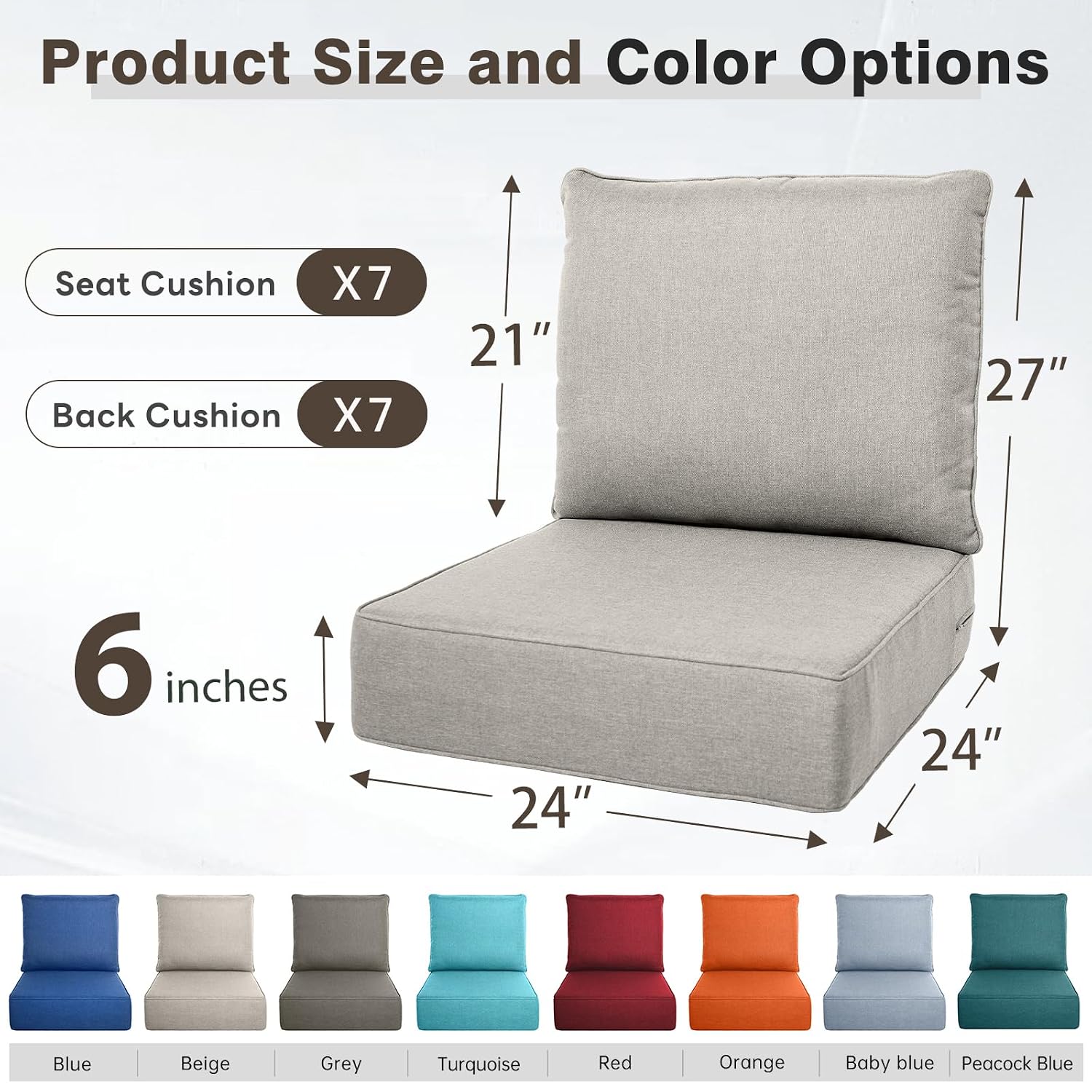Outdoor Furniture Cushions 24 X 24 - 6 inç Kalınlığında Dış Mekan Minder