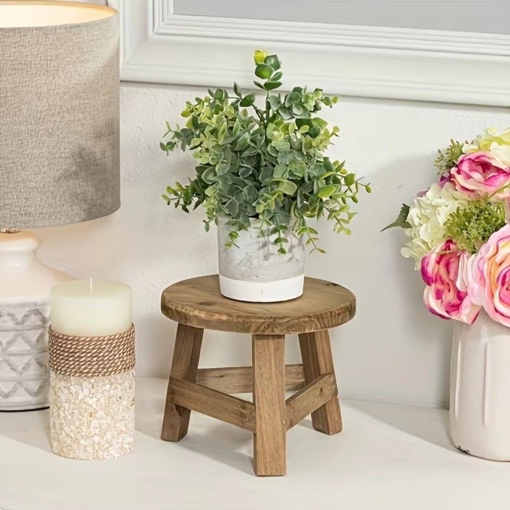 Outdoor Furniture Material - Modern Bonsai Rafı Ahşap Mini Tabure