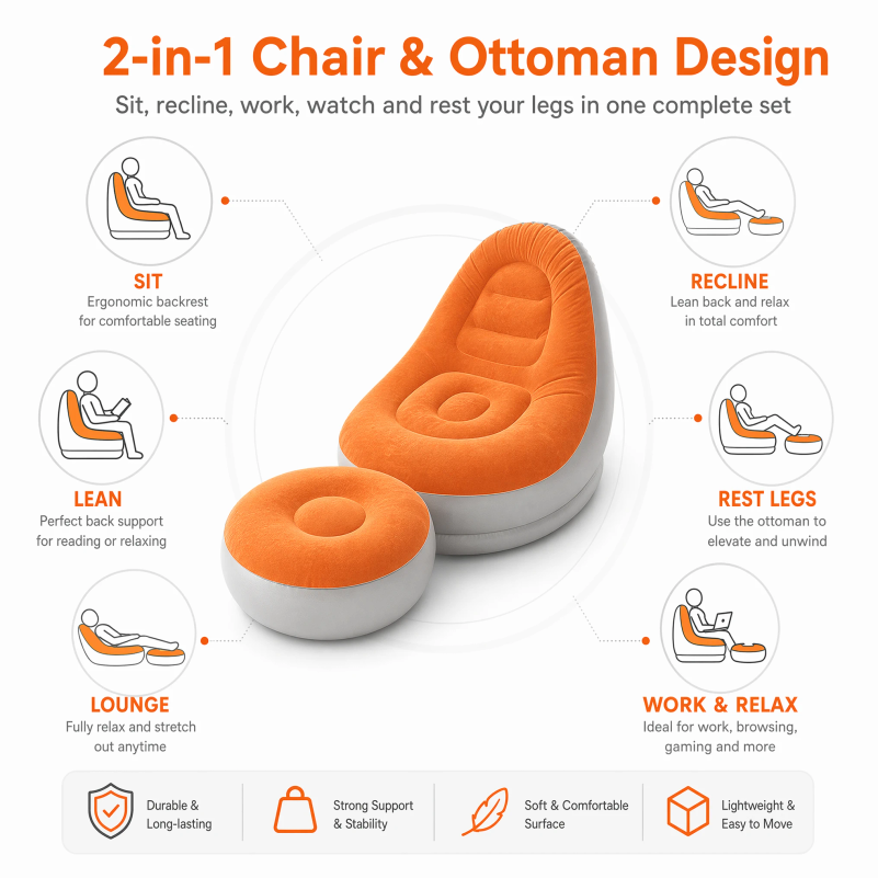 Flok Kaplamalı Şişme Tembel Ko - Outdoor Furniture Material incelemesi ve fiyatı