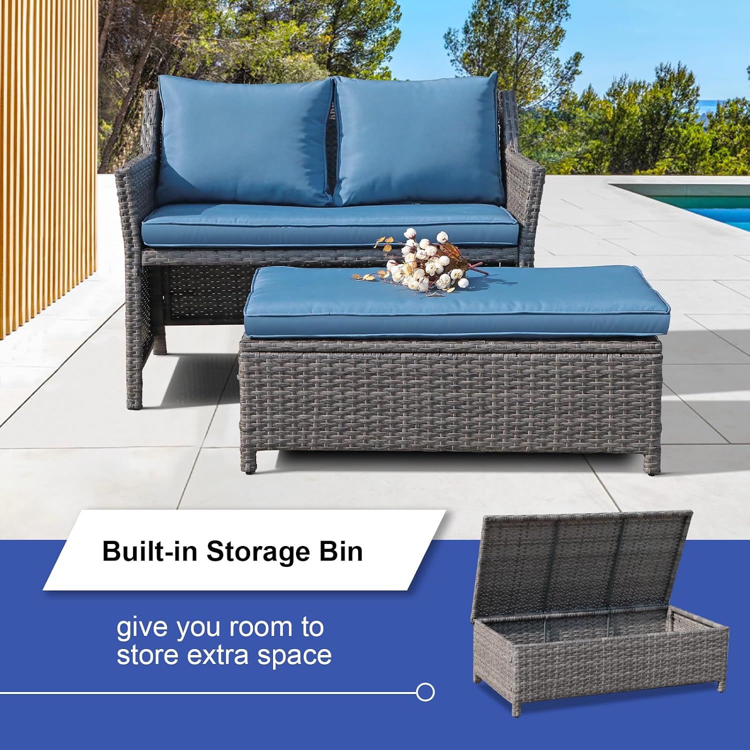 Depolama Alanlı Hasır Bahçe Ko - Outdoor Furniture With Storage For Cushions incelemesi ve fiyatı