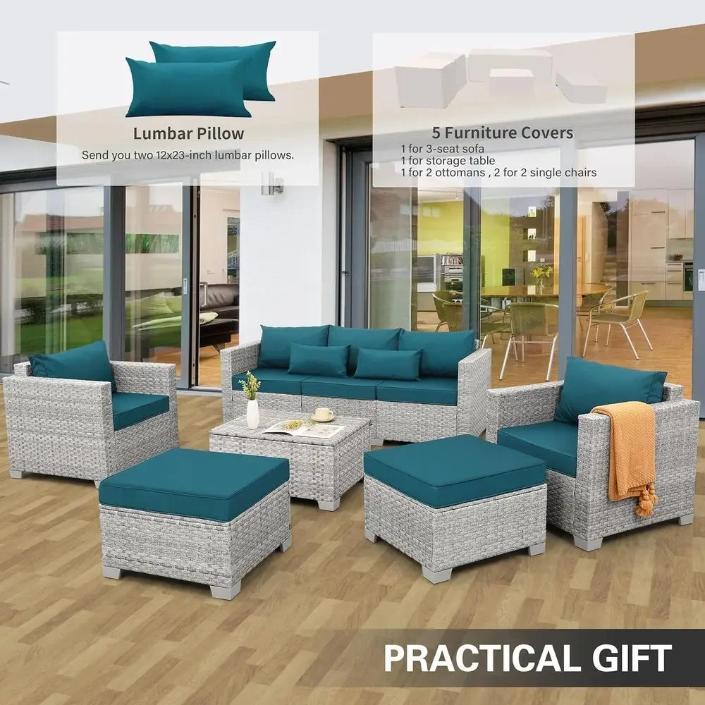 6 Parçalı Gri Hasır Dış Mekan  - Outdoor Furniture With Storage For Cushions incelemesi ve fiyatı