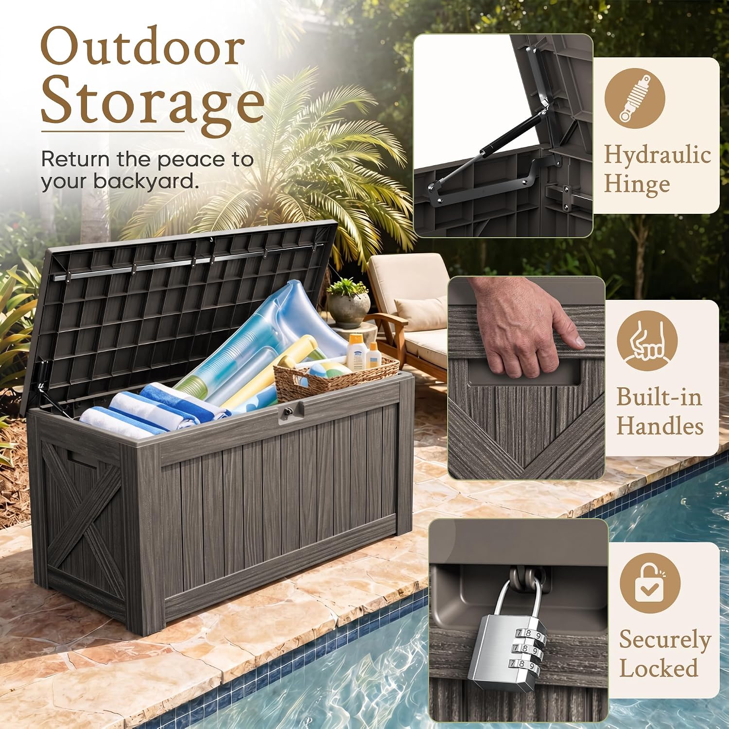 120 Galon Büyük Bahçe Dolabı,  - Outdoor Furniture With Storage For Cushions incelemesi ve fiyatı