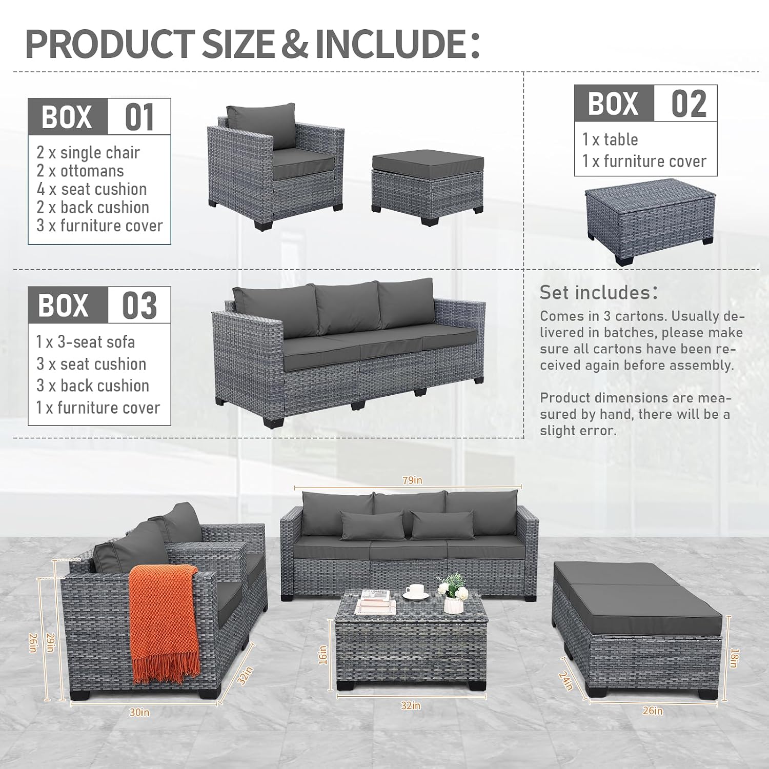 6 Parçalı Hasır Bahçe Mobilya  - Outdoor Furniture With Storage For Cushions incelemesi ve fiyatı