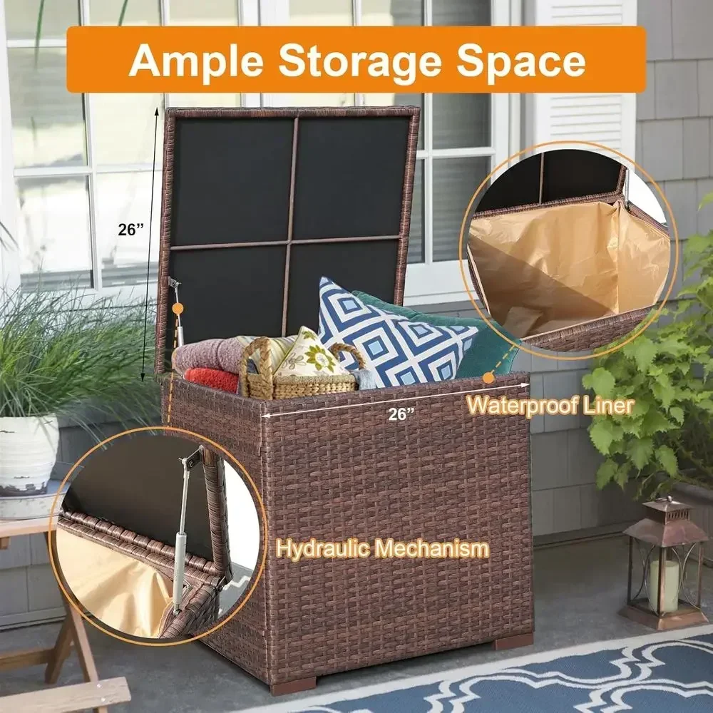 8 Parçalı Açık Hava Hasır Bahç - Outdoor Furniture With Storage For Cushions incelemesi ve fiyatı