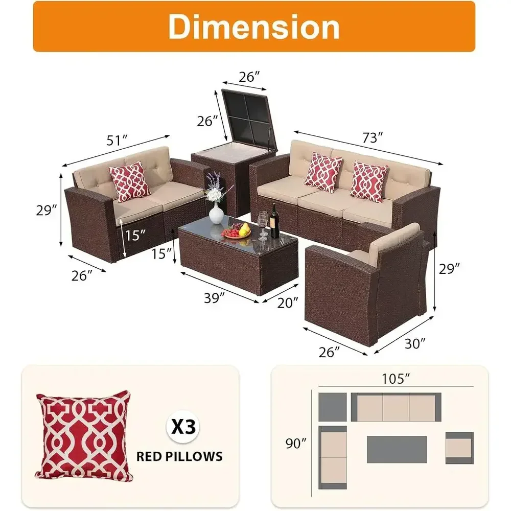 8 Parçalı Açık Hava Hasır Bahç - Outdoor Furniture With Storage For Cushions incelemesi ve fiyatı