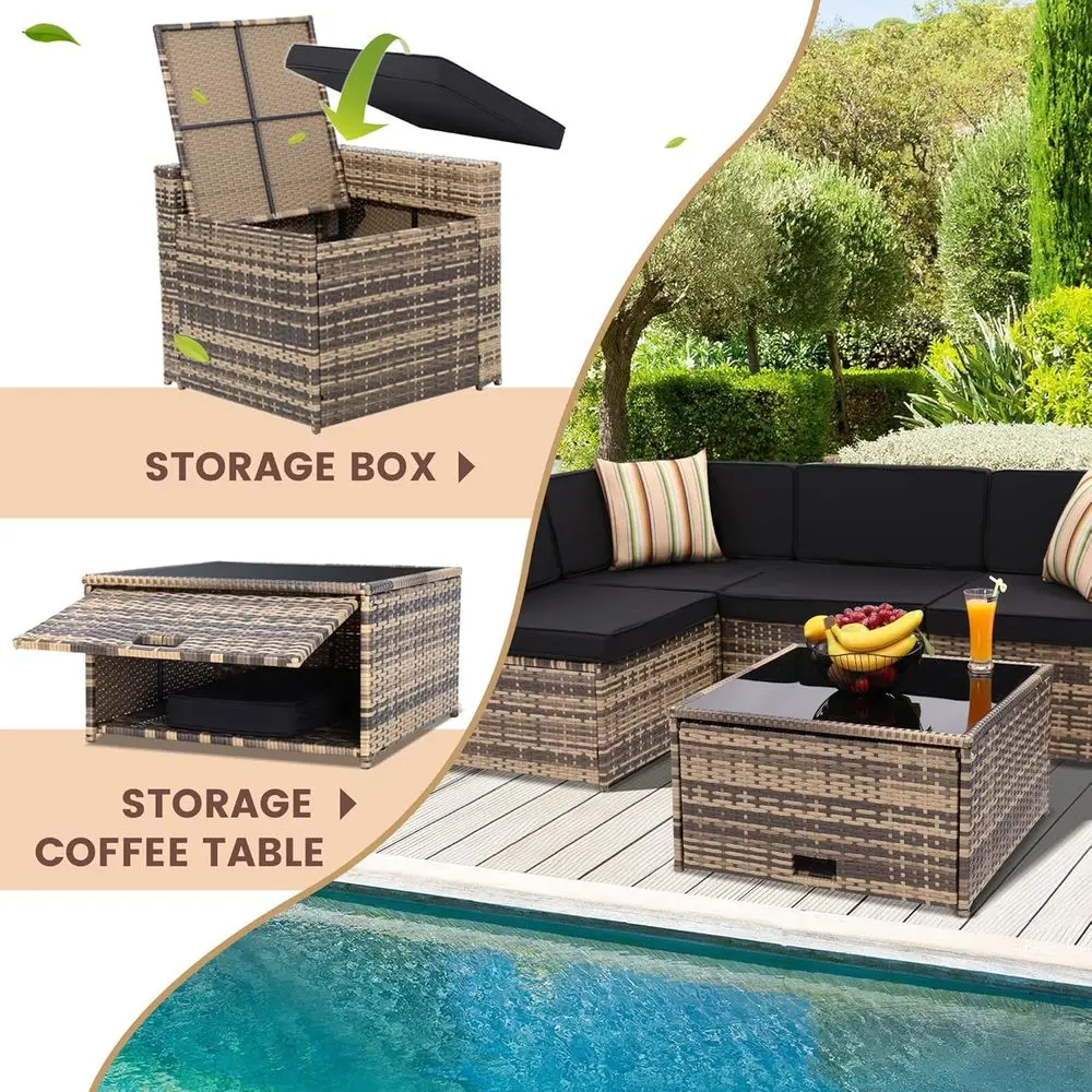 8 Parçalı Açık Hava Hasır Bahç - Outdoor Furniture With Storage For Cushions incelemesi ve fiyatı